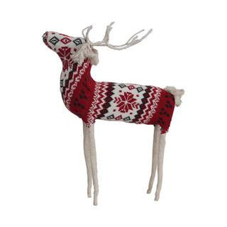 Hello Honey® 17" Red, Cream & Black Cotton Knit & Wire Reindeer with Faire Isle Pattern | Michaels® | Michaels Stores