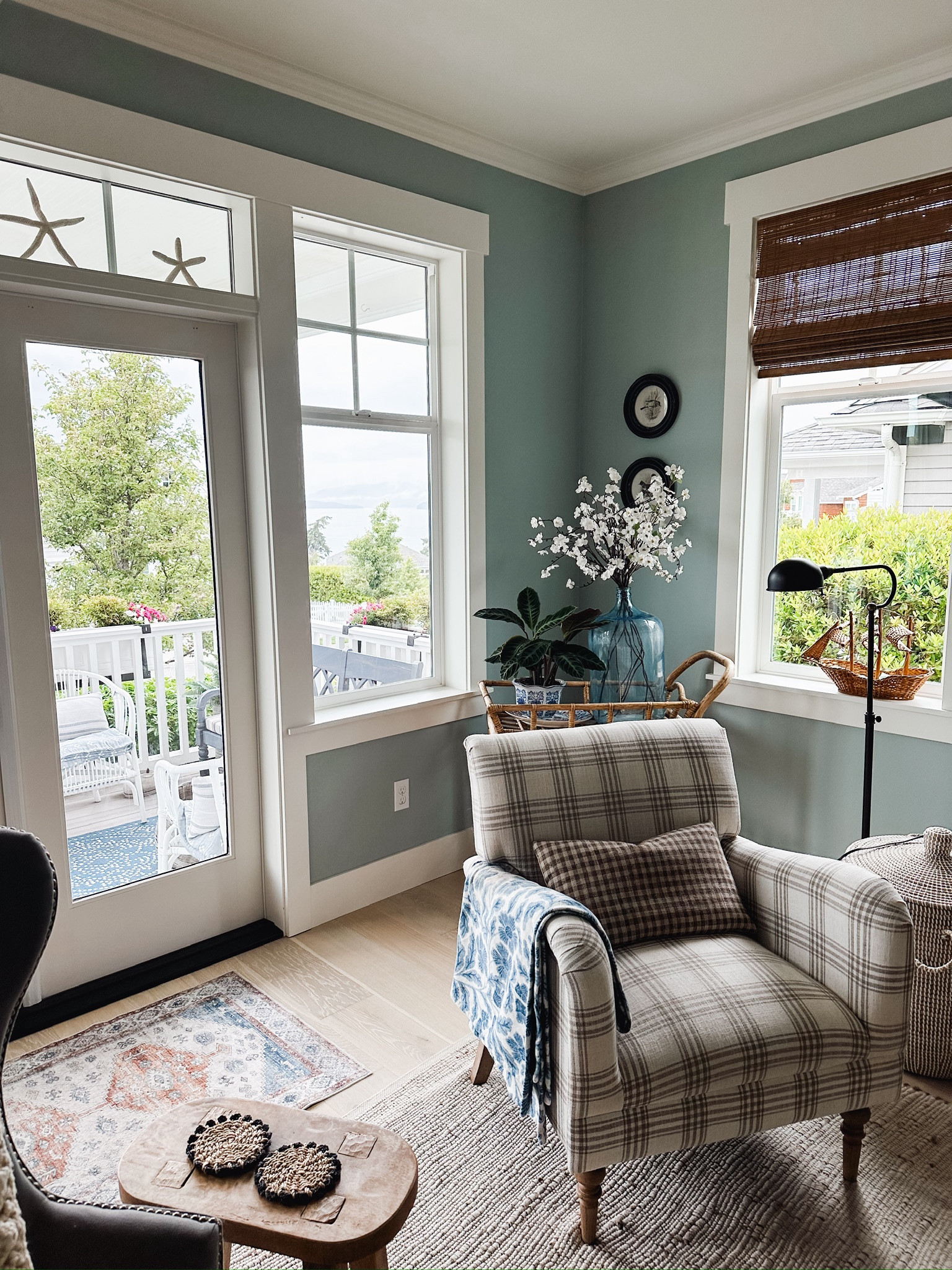 Rug, bamboo shades, plaid chair 

#LTKSaleAlert #LTKHome #LTKSeasonal