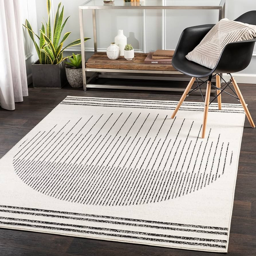 Livabliss Penrod Modern Geometric Area Rug,5' x 7',Black/Ivory | Amazon (US)