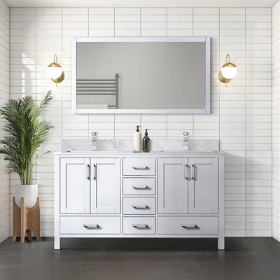 60 In. W X 22 In. D 4 Door Double Bath Vanity With Carrara Marble Top And Drawers | Wayfair North America