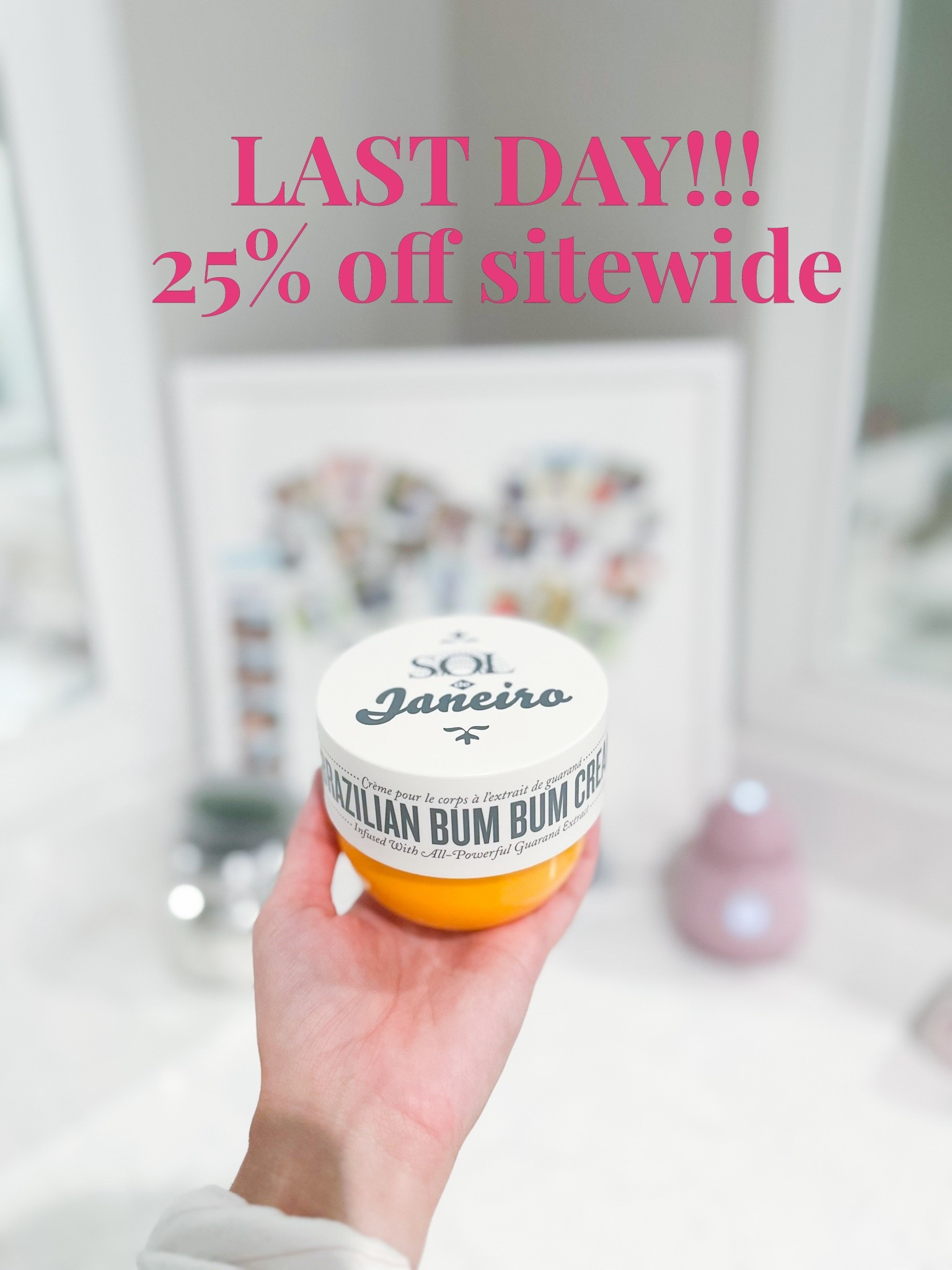Last day! 25% off Sitewide Sol de Janerio - my fav bum bum cream!

#LTKgrwm #LTKselfcare #LTKmorningroutine