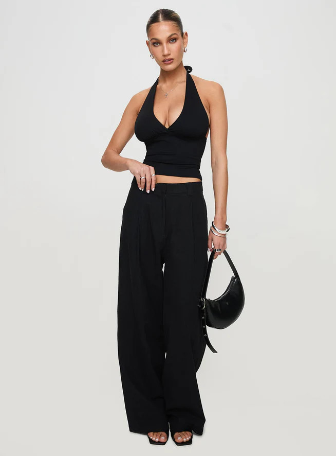 Whimsy Halter Top Black | Princess Polly US