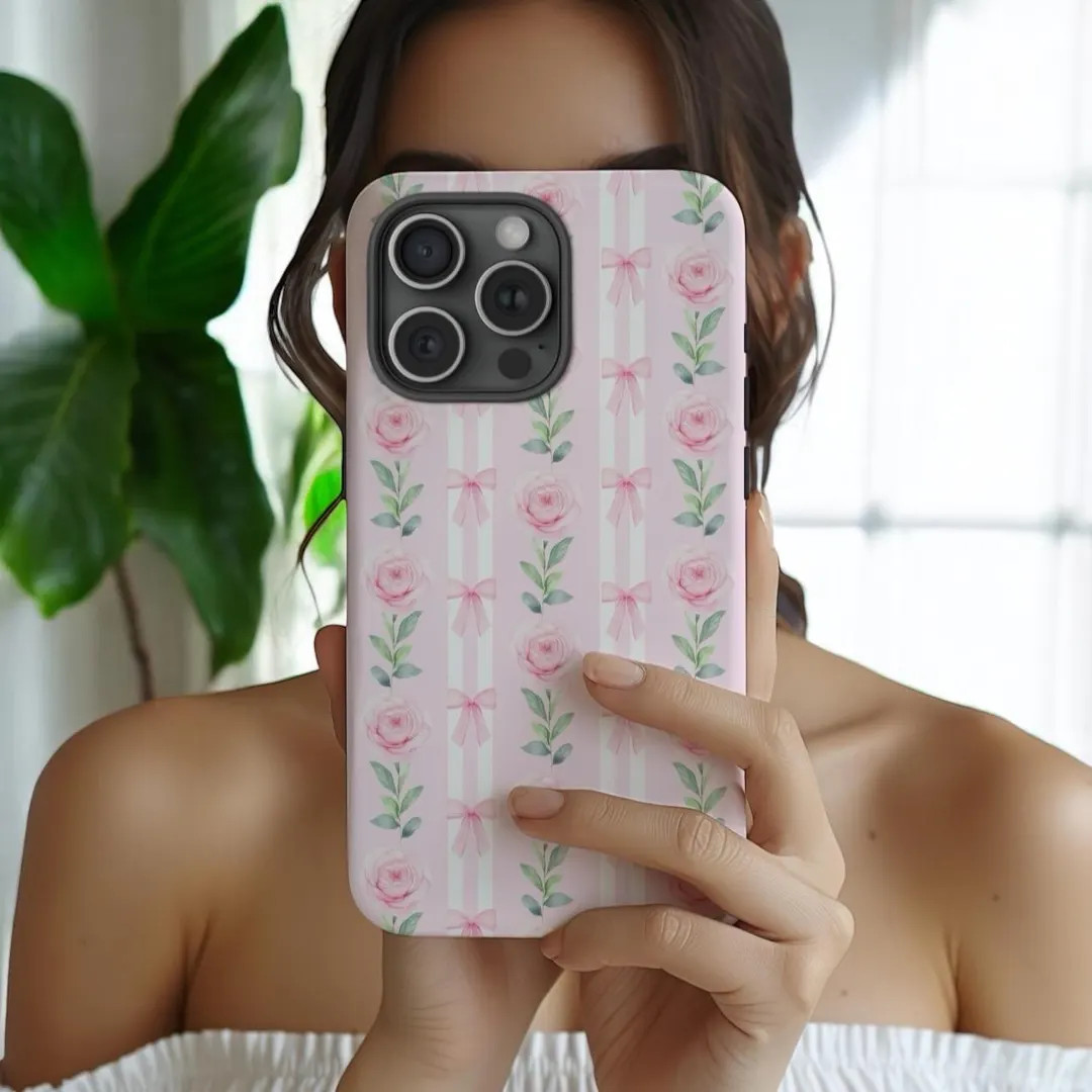 Floral Love Shack Inspired Shabby Chic Flowers Magnetic Tough Case, Pink Rose Coquette Pink Bow C... | Etsy (US)