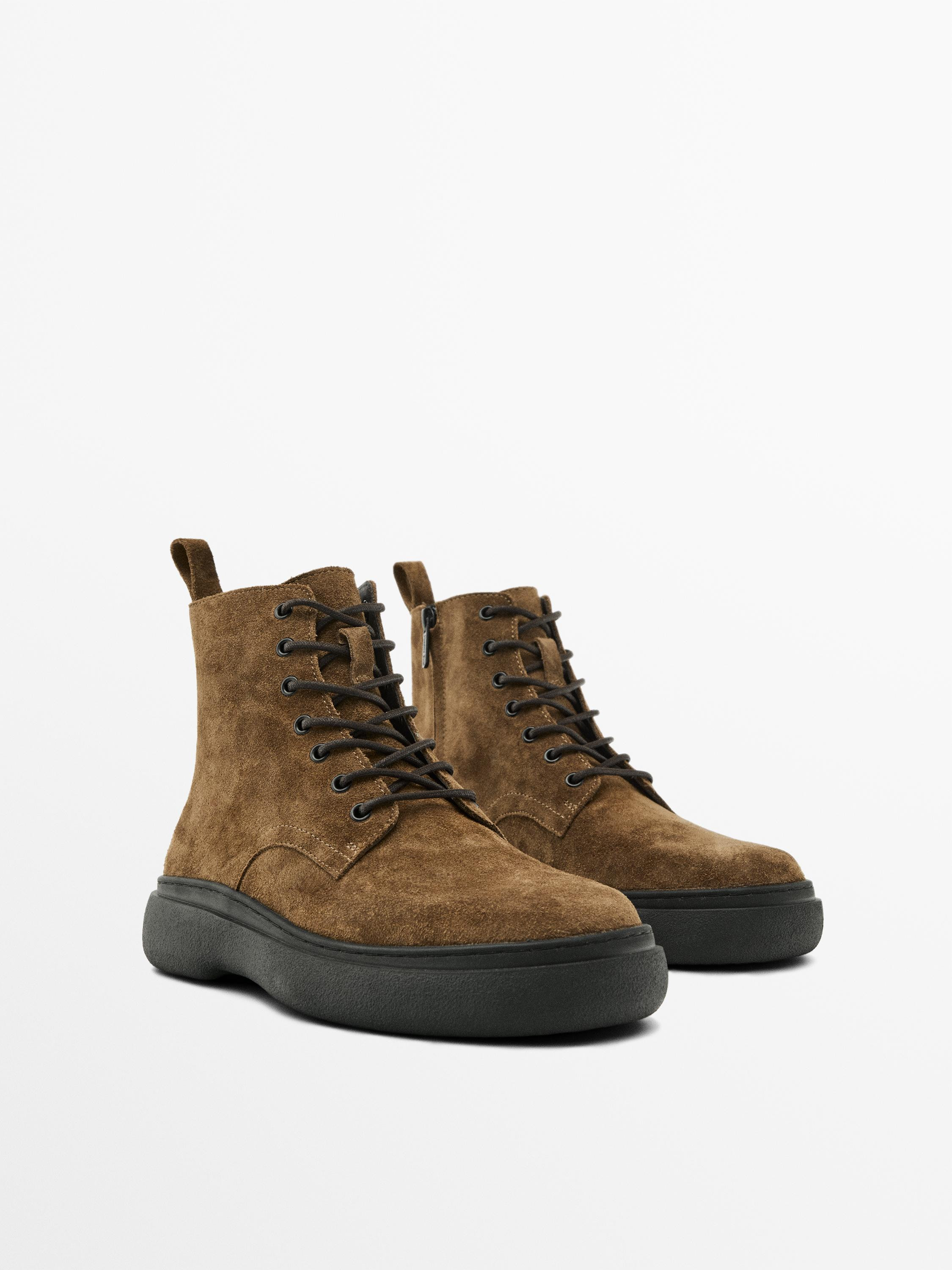 Split suede boots | Massimo Dutti US