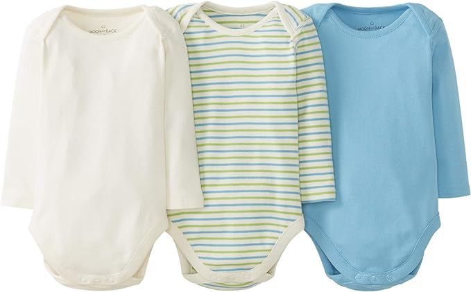 Moon and Back by Hanna Andersson Boys' 3 Pk Long Sleeve Bodysuit | Amazon (US)