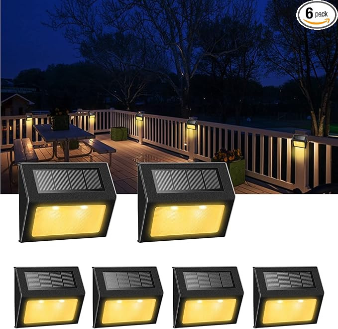 XLUX Solar Lights for Steps Decks Pathway Yard Stairs Fences, LED lamp, Rainproof, Black Metal ca... | Amazon (US)