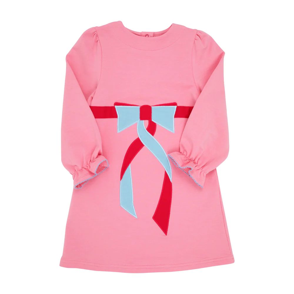 Eliza's Applique Dress - Hamptons Hot Pink with Brookline Blue & Raleigh Raspberry Applique | The Beaufort Bonnet Company