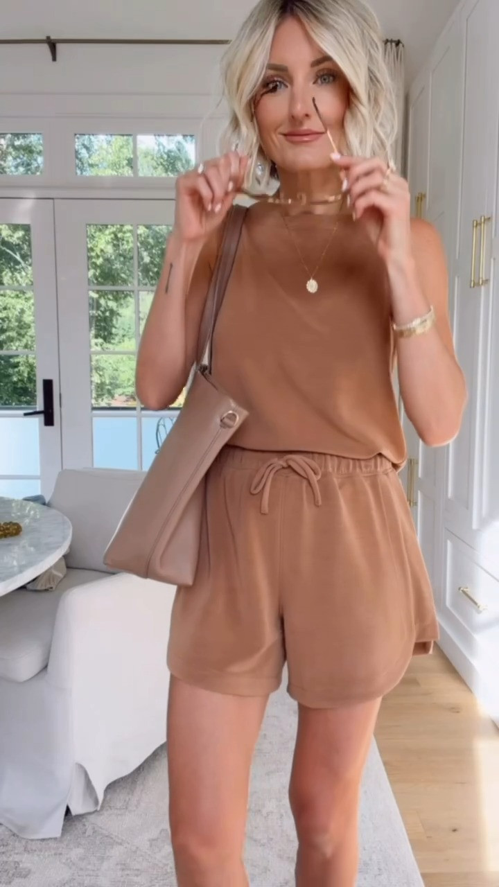 Love this matching set I got from @spanx ! This color is going to be so good going into early fall! Wearing XS in top & S in shorts! Use code BRITTANYXSPANX for 15% off your first order!

Loverly Grey, matching set, lounge set, spanx, travel outfit, early fall outfit, work from home outfit, tote bag 

 #LTKSeasonal
