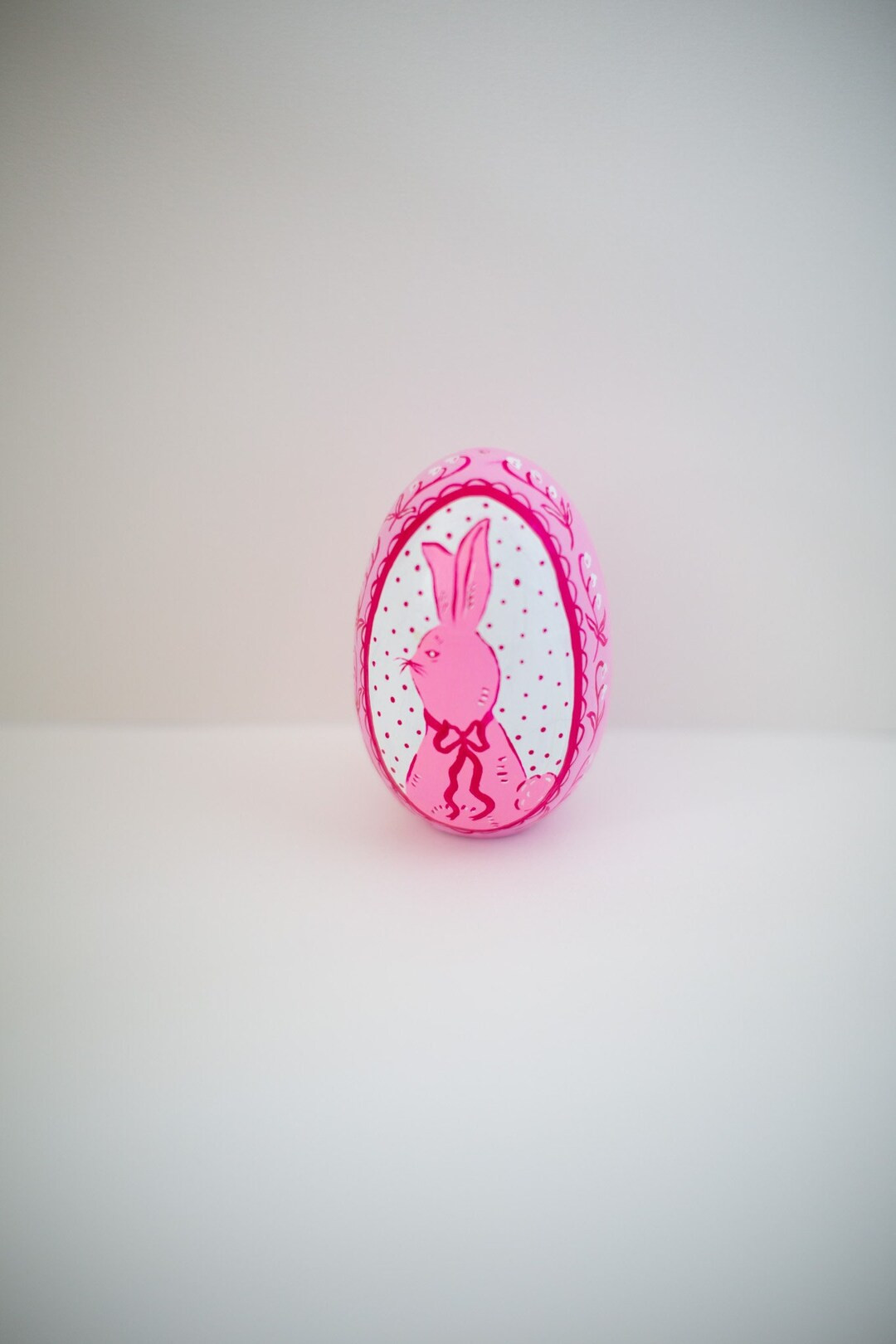 Heirloom Wooden Easter Eggs - Bright Pink Monochromatic Bunny - 5" Larger Size | Etsy (US)