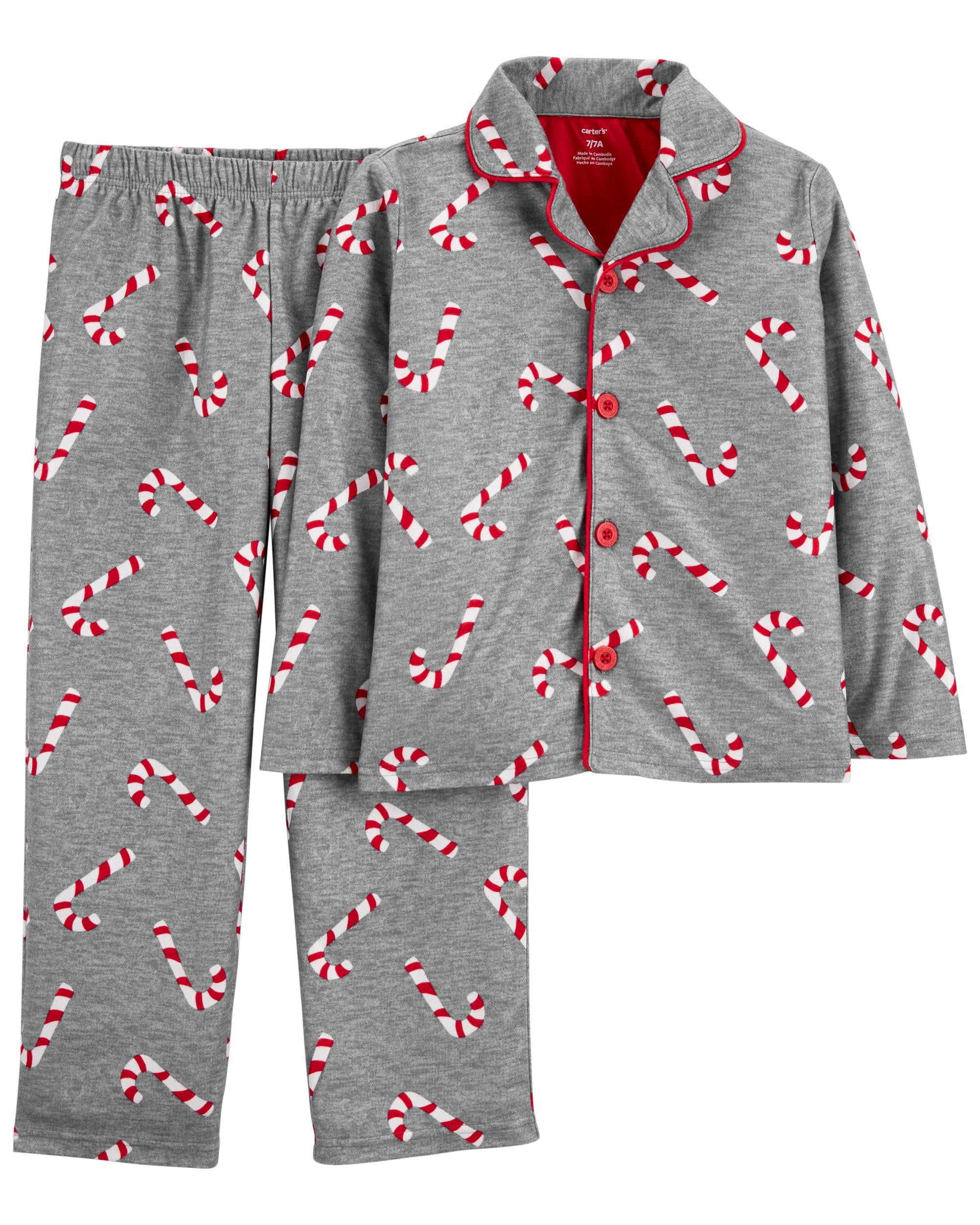 2-Piece Candy Cane Coat-Style Fleece PJs | Carter's