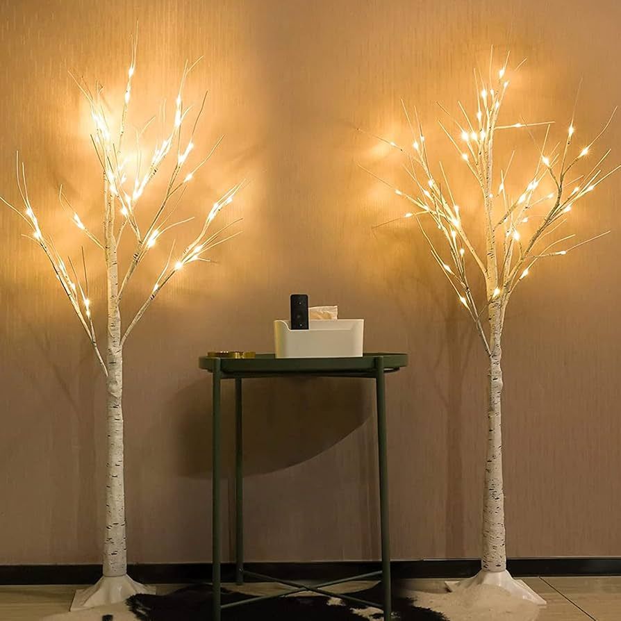 2-Pack 4FT Lighted Birch Tree (Higher Size & Floor Standing), Birch Christmas Tree for Indoor & O... | Amazon (US)