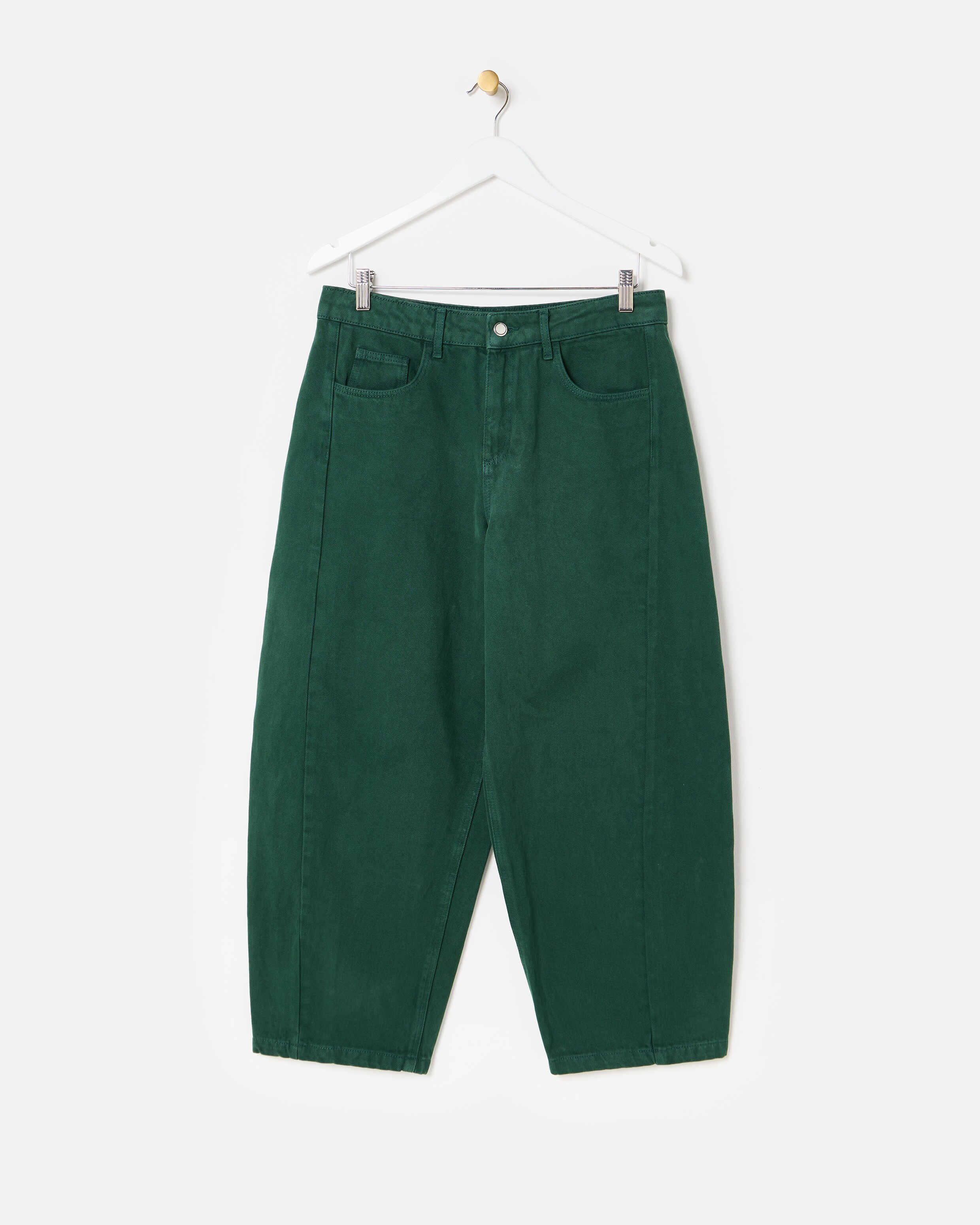 Dark Green Barrel Leg Jeans | Oliver Bonas | Oliver Bonas (Global)