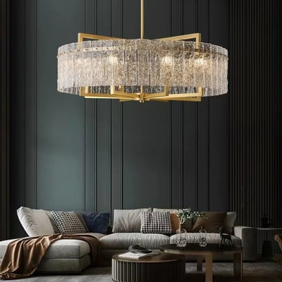 Revel Modern Round 10-Light Tiered Clear Glass Chandelier | Homary