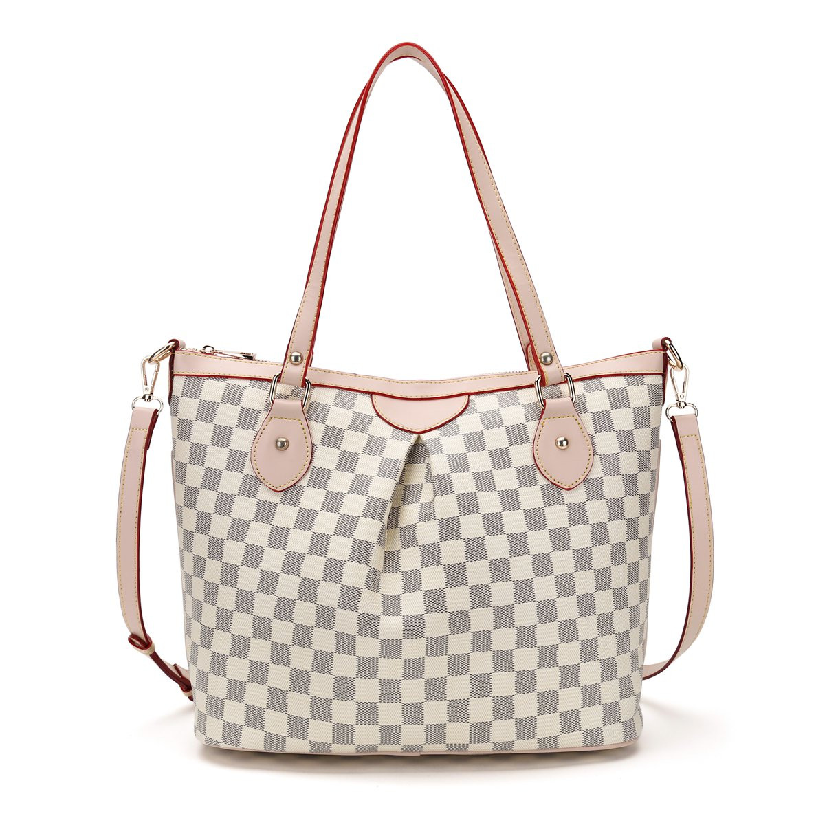 TWENTY FOUR Checkered Tote Shoulder Bag with inner pouch Womens Crossbody bag- PU Vegan Leather (... | Walmart (US)
