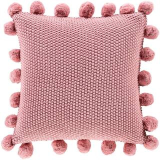 Artistic Weavers Liviah Pale Pink Knitted with Pom Poms Polyester Fill 18 in. x 18 in. Decorative... | The Home Depot
