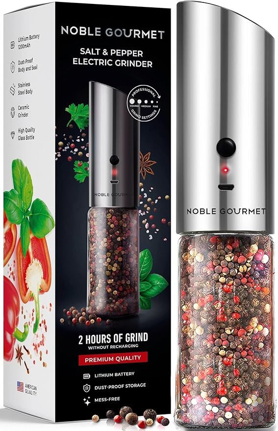 Electric Pepper and Salt Grinder - Rechargeable Refillable Mill - Premium Gift Box - Automatic Gr... | Amazon (US)