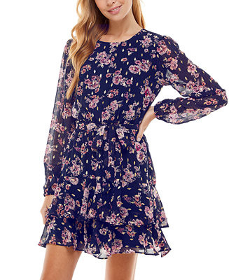 Juniors' Printed Fit & Flare Dress | Macys (US)