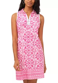 MSK Women's Sleeveless Collar Zip Neck Printed A-Line Dress | Belk