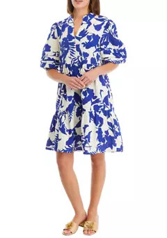 Perceptions Women's Elbow Sleeve V-Neck Printed Dress | Belk