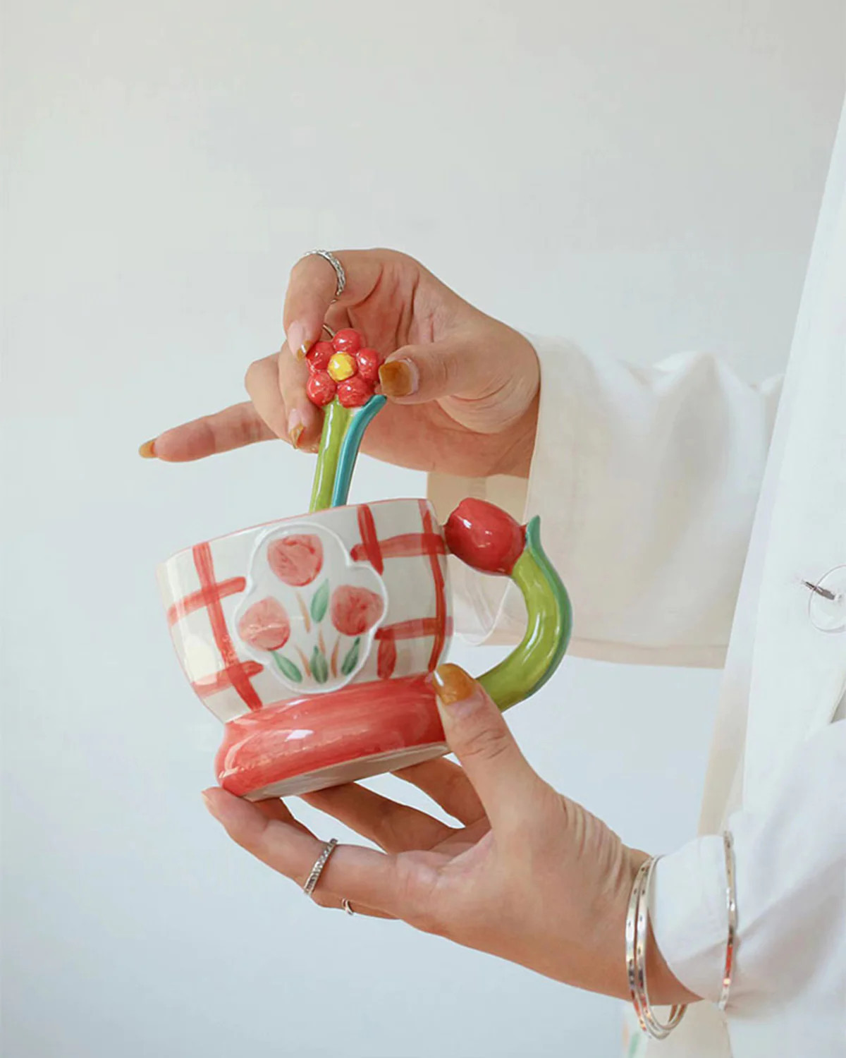 Cute Flower Colorful Mug and Spoon | Fodory