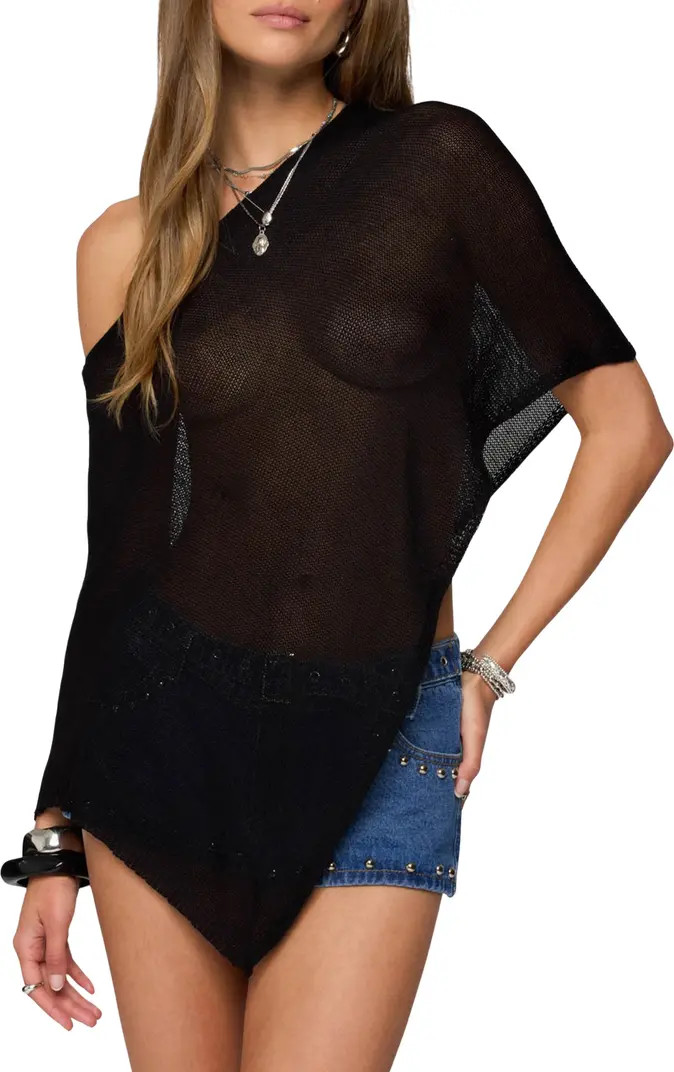 Azalia Asymmetric Sheer Poncho | Nordstrom