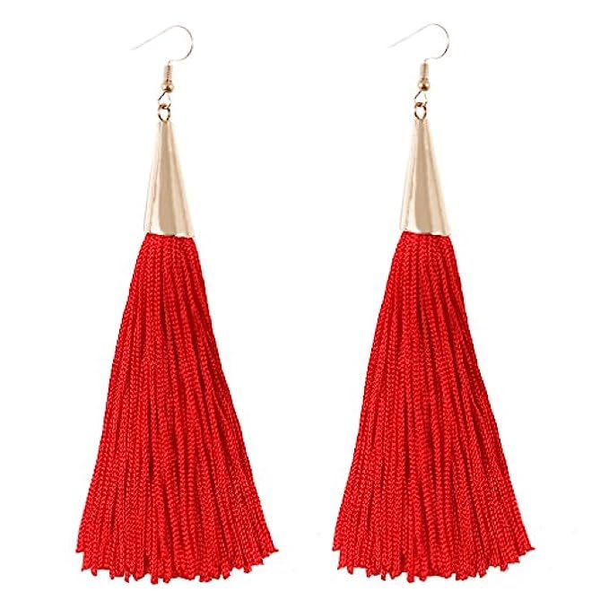 boderier Gold Cone Swingy Tassel Drop Earrings Elegant Dangle Earrings for Women Wedding Party Jewel | Amazon (US)