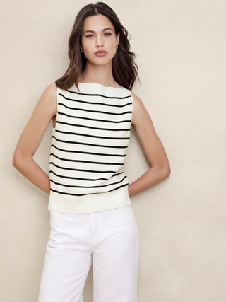 Striped Boat-Neck Sweater Tank | Banana Republic Factory