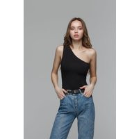 Asymmetrical Black Bodysuit For Women, One Shoulder Bodysuit, Short Sleeve | Etsy (US)