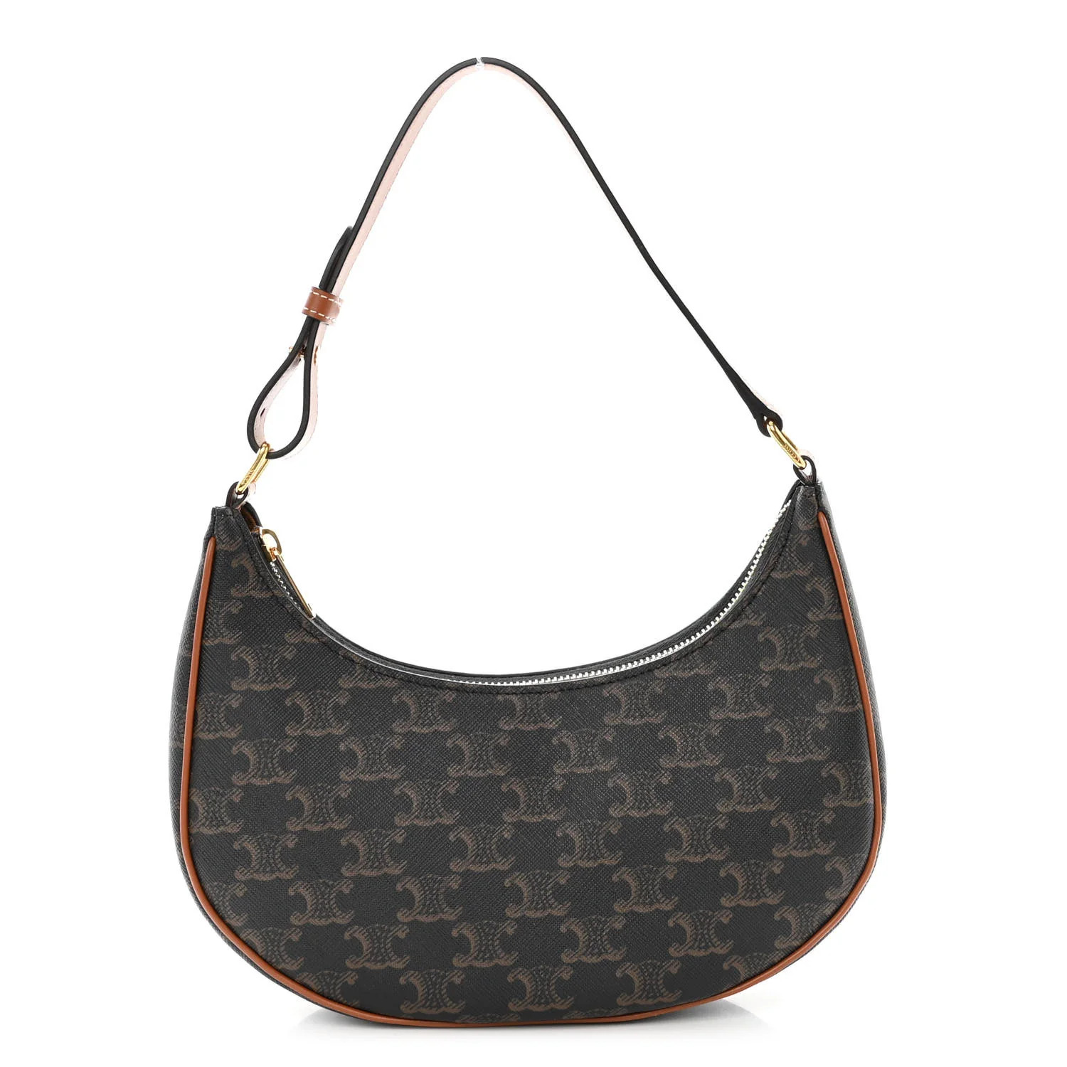 CELINE Canvas Calfskin Ava Triomphe Shoulder Bag Tan | FASHIONPHILE (US)