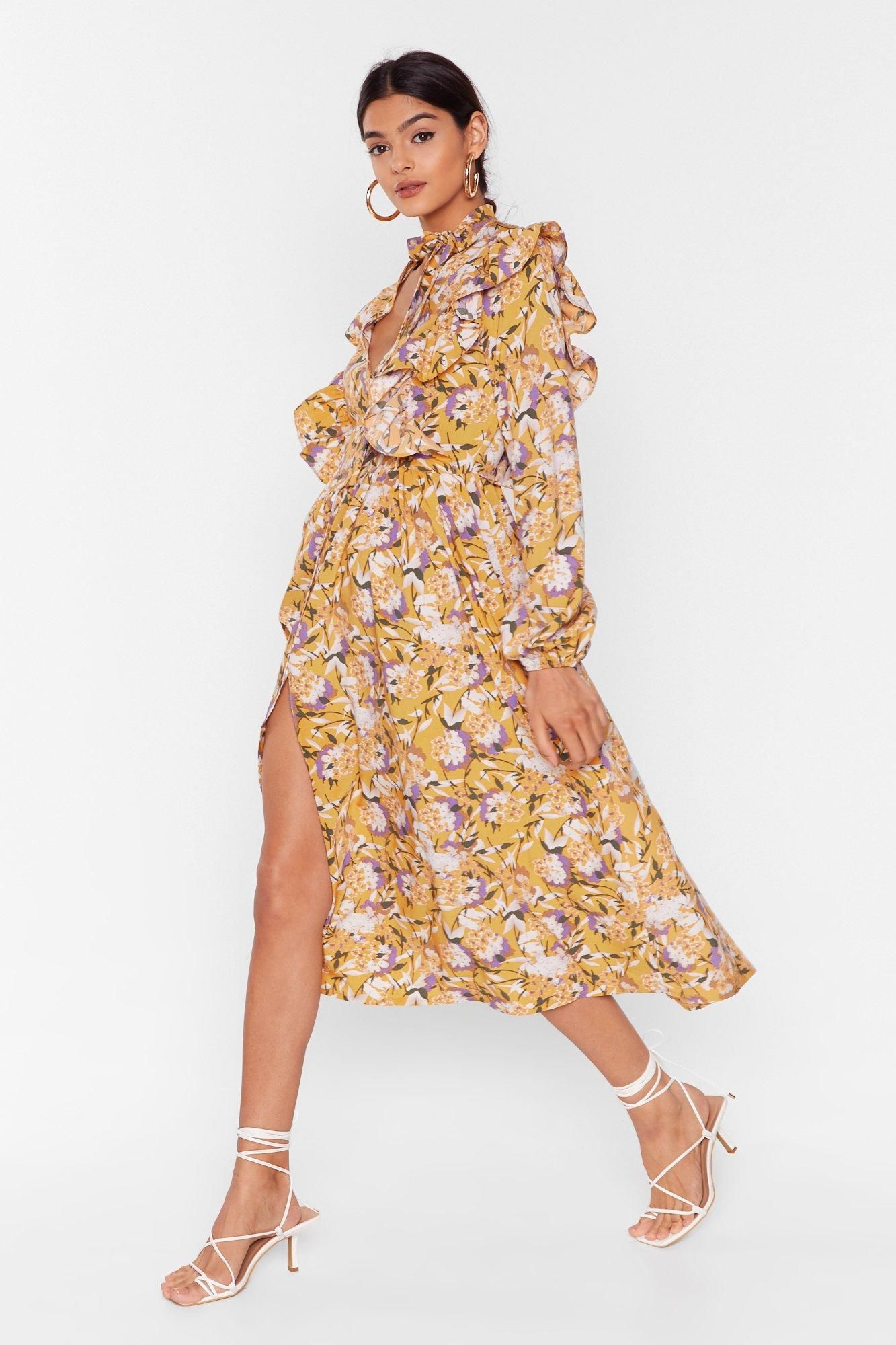 Floral You Know Ruffle Midi Dress | NastyGal (US & CA)