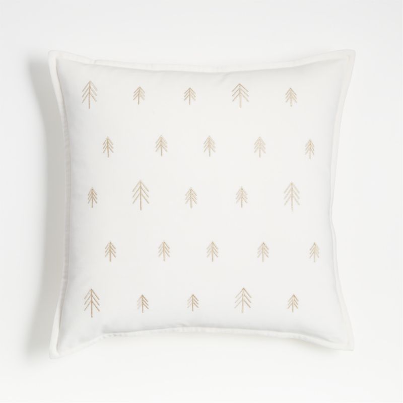 Organic Washed Cotton Velvet 20"x20" Embroidered Metallic Trees Holiday Throw Pillow Cover + Revi... | Crate & Barrel