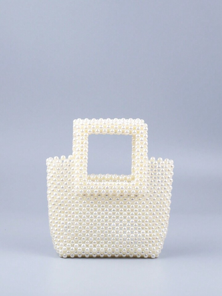 Mini Lightweight Pearl Embellished Square Clutch | SHEIN
