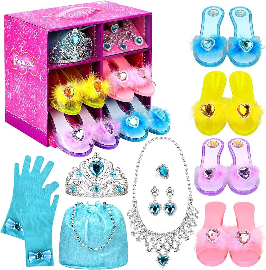 Princess Dress Up Shoes Set, Girls Role Play Dress Up Toys, Toddler Pretend Jewelry Boutique Kit ... | Amazon (US)