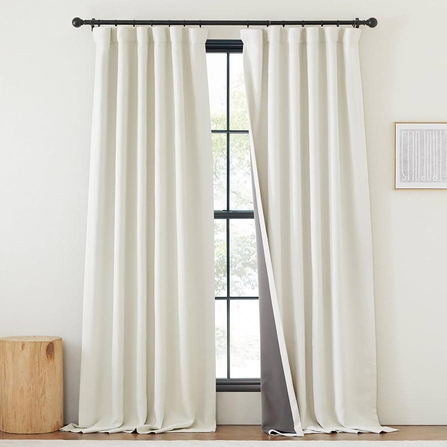 NICETOWN Faux Linen 100% Blackout Curtains for Living Room 96 inches Long, Rod Pocket/Back Tab/Ho... | Amazon (US)