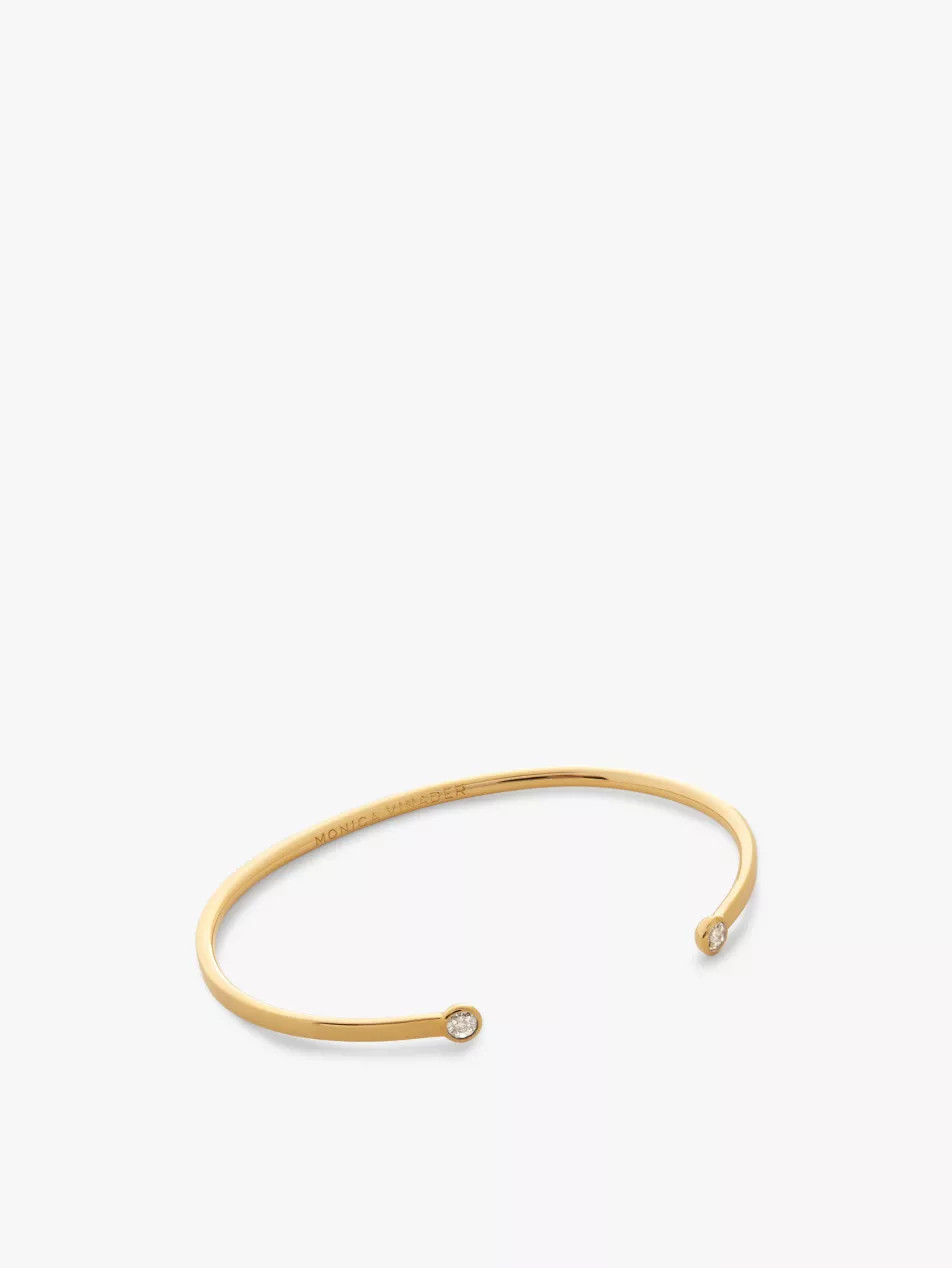 Solitaire 18ct Yellow Gold-Plated Vermeil Sterling-Silver And 0.015ct Lab-Grown Diamond Cuff | Selfridges