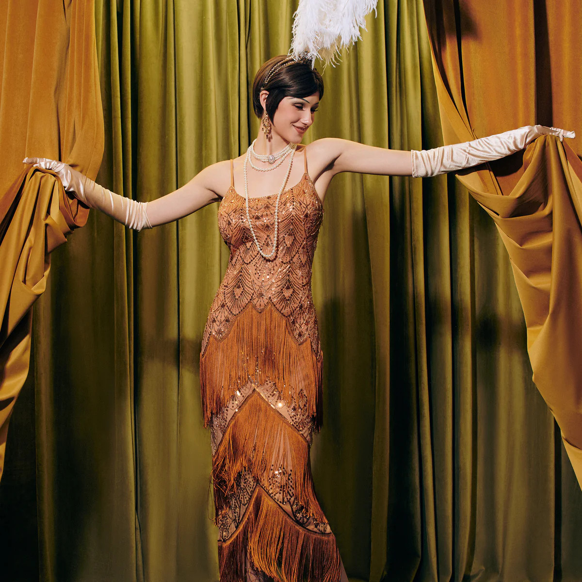 Shop 1920s Dresses - Golden Echo Fringe Flapper Dress | BABEYOND | BABEYOND