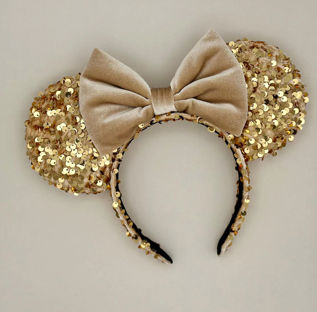 MADE TO ORDER Gold Velvet Sequin Mouse Ears | Headband Mouse Ears | Minnie Ears | New Years Mouse... | Etsy (US)