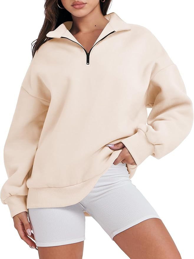 ANRABESS Women Long Sleeve Oversized Half Zip Pullover Sweatshirt Y2K Hoodie Sweater Trendy Fall ... | Amazon (US)