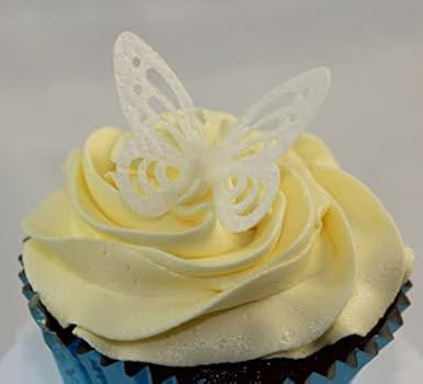Edible White Butterfly Wafer Paper Cake Cupcake Toppers 50pcs for Decorating Rice Paper Edible Bu... | Amazon (US)