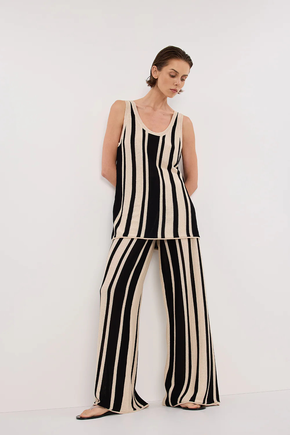 DELPHI STRIPE WIDE LEG KNIT PANT | DISSH