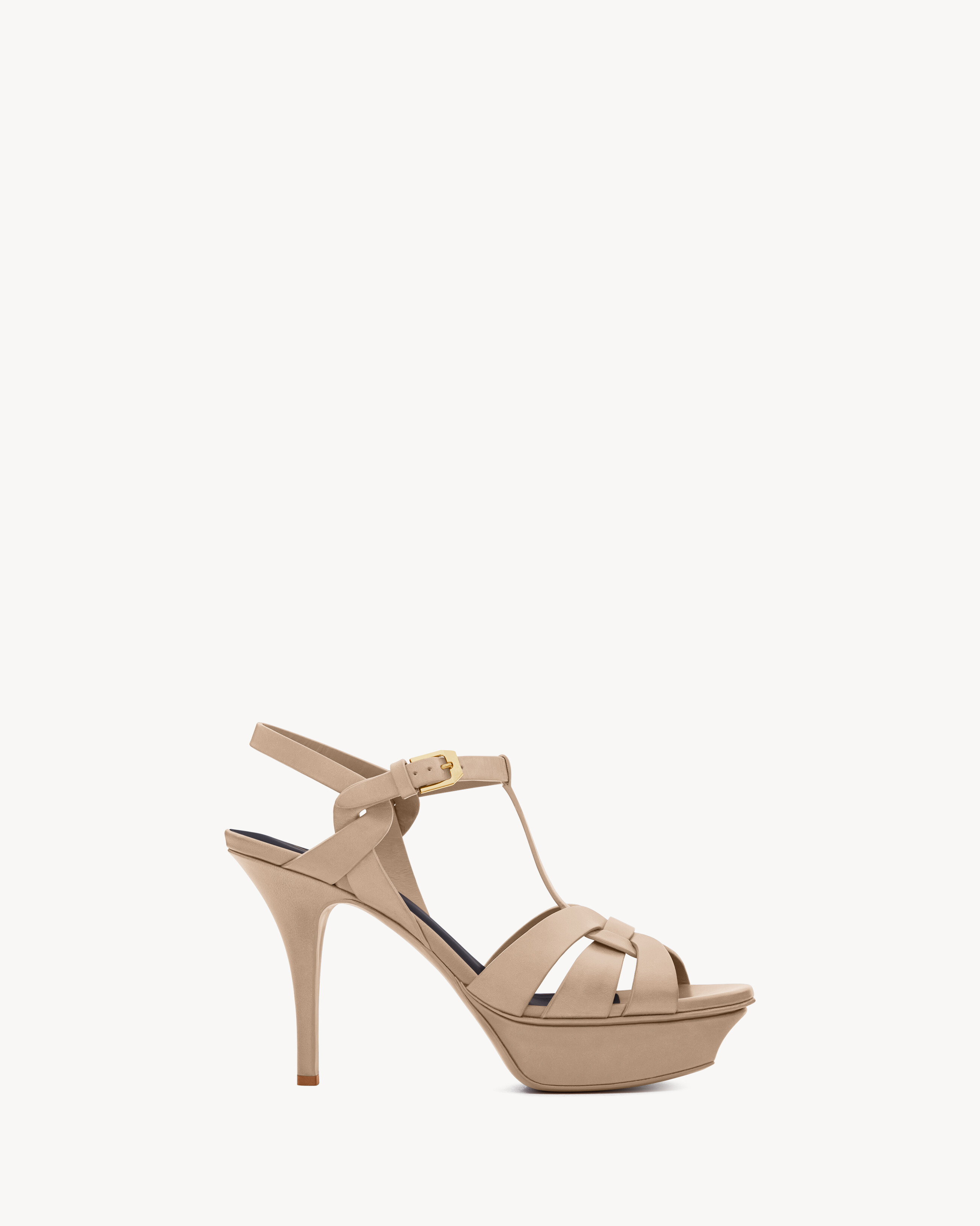 Saint Laurent Tribute Platform Sandals In Smooth Leather - Beige - Women - 5 | Saint Laurent Inc. (Global)