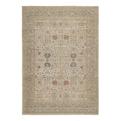 Rug & Kilim’S Oushak Rug In Beige-Brown, Cream And Blue Geometric Patterns | Wayfair North America