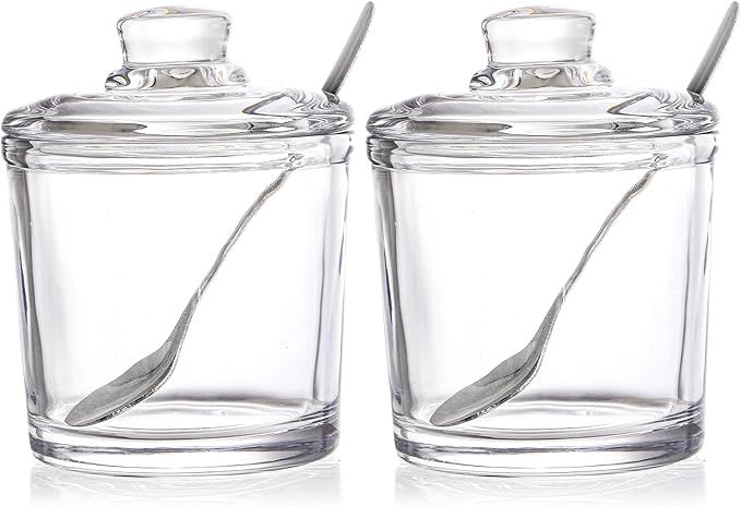 Frcctre Set of 2 Glass Sugar Bowl, 6 Ounces Clear Sugar Jar with Spoon and Lid, Salt Spice Pepper... | Amazon (US)