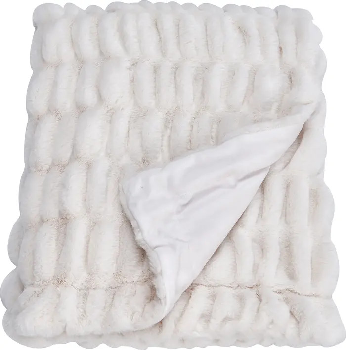 Faux Fur Reversible Throw Blanket | Nordstrom Rack