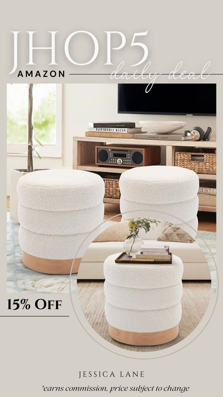 Amazon daily deal, save 15% on this gorgeous Sherpa ottoman. Living room furniture, ottoman, Sherpa Ottoman, upholstered ottoman, foot stool, Amazon furniture, Amazon home, Amazon deal

#LTKSaleAlert #LTKHome #LTKStyleTip