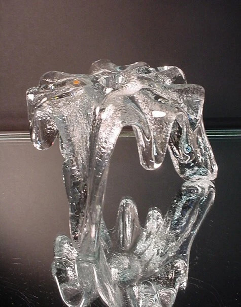 Blenko Art Glass Mid-Century Ice Floe Tri- Footed Candle Holder Don Shepherd  | eBay | eBay US