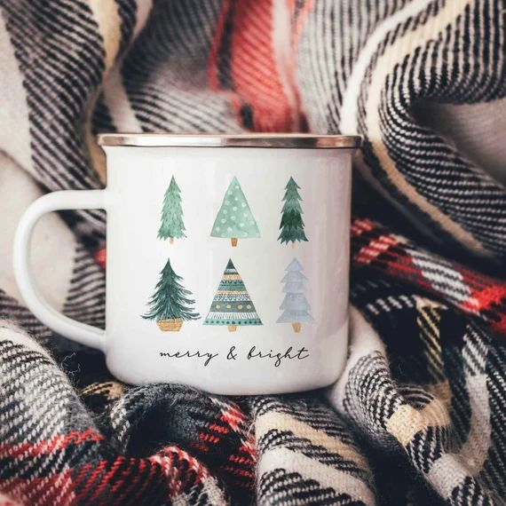 Merry and Bright Mug, Christmas Tree Mug, Christmas Mug, Christmas Mug, Holiday Mug, Christmas Mu... | Etsy (US)