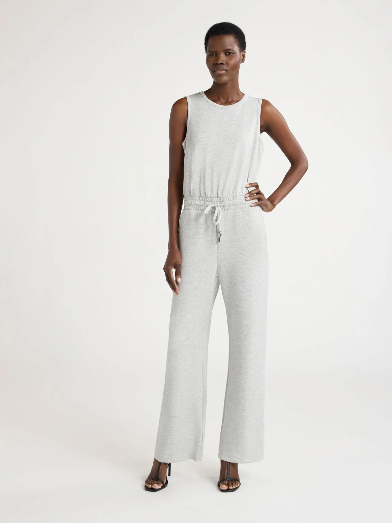 Scoop Women’s Scuba Knit Racerback Wide Leg Jumpsuit, Sizes XS-XXL | Walmart (US)