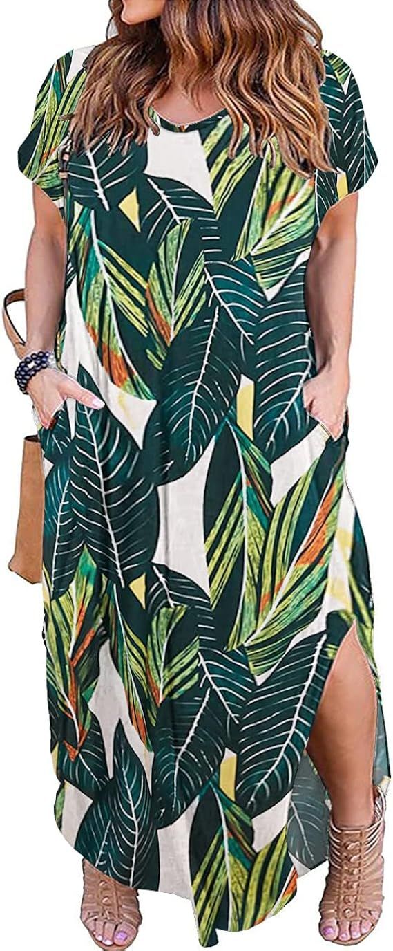 Kancystore Women's Petite Plus Size Slit Long Maxi Dress | Amazon (US)