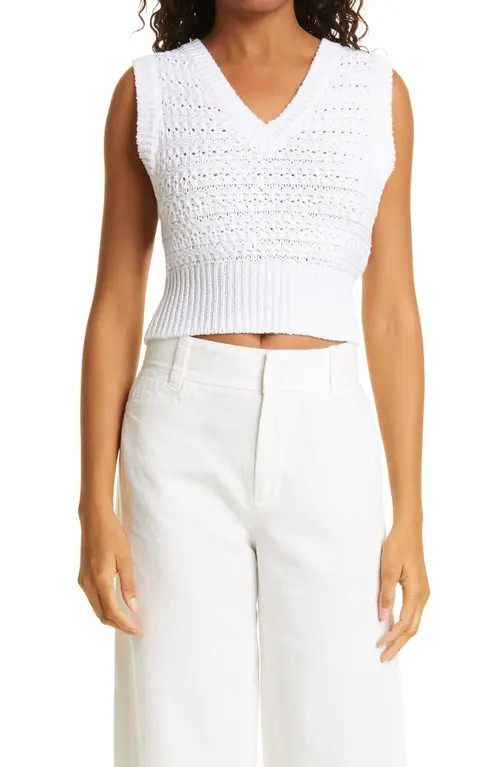 Vince Crop Sweater Vest in Optic White at Nordstrom, Size Small | Nordstrom